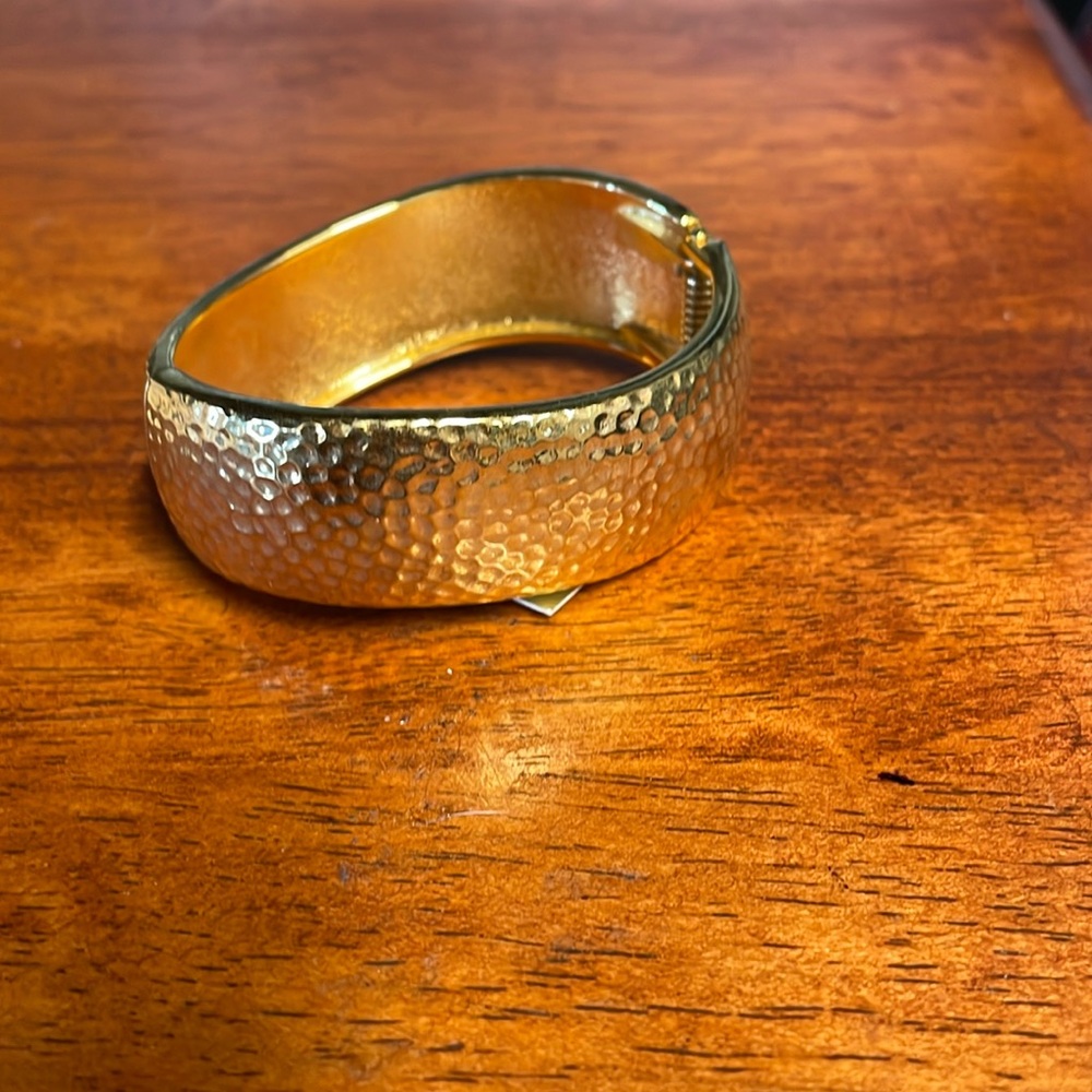 Vintage Premier Designs hinge gold tone bracelet.